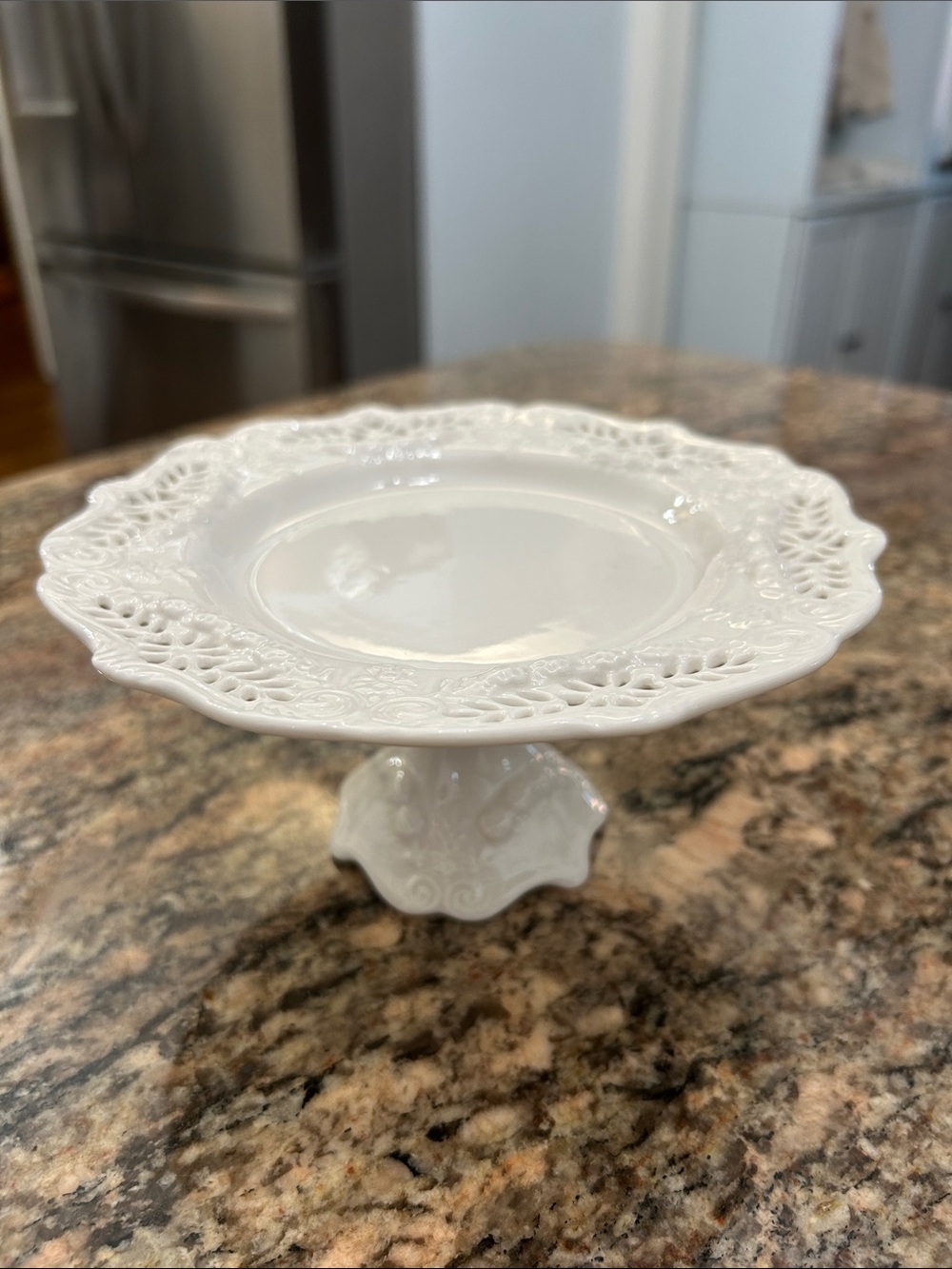 Grace’s Teaware 7” Victorian Lace Porcelain Pedestal Cake Stand